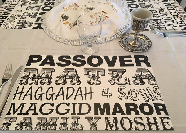 Passover placemats, Set of 12 paper placemats, meaningful words