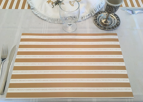 Passover placemats, gold stripes, Set of 12 paper placemats