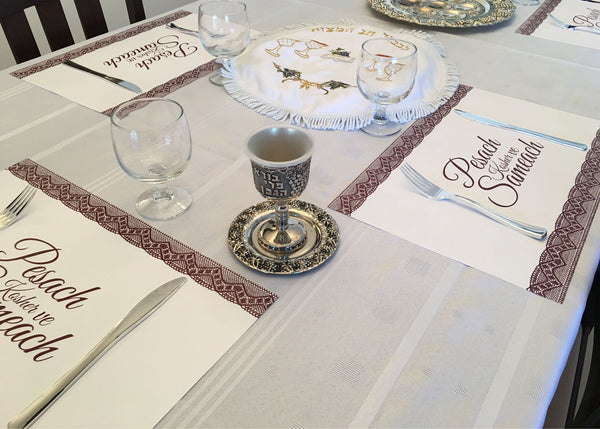 Passover placemats, Set of 12 paper placemats, lace, burgundy
