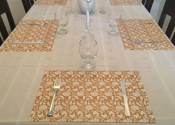 Passover placemats, royal gold white