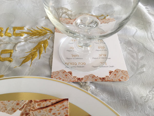 Passover coasters, Set of 12 coasters, Pesach, 10 plagues