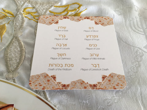 Passover coasters, Set of 12 coasters, Pesach, 10 plagues