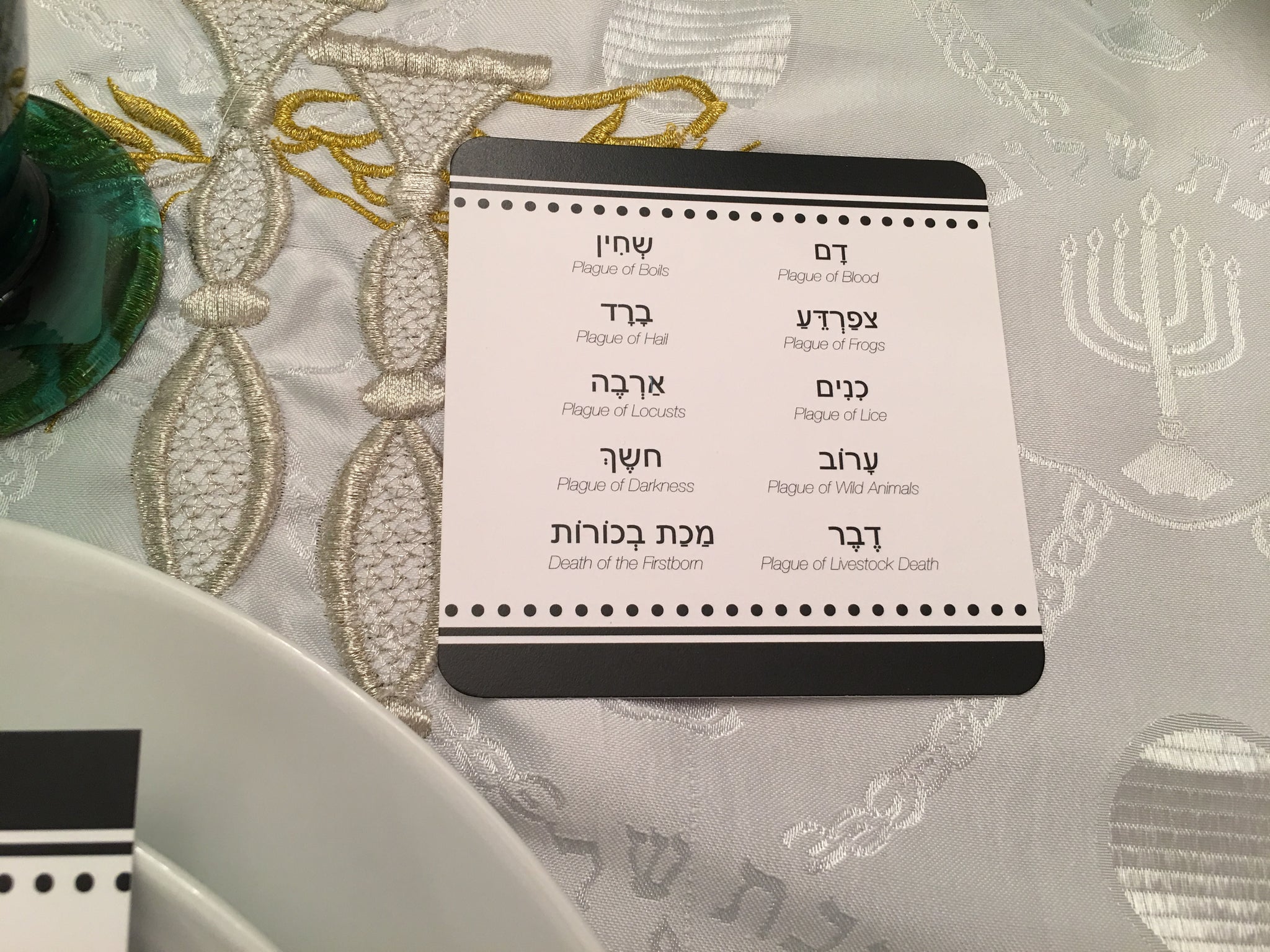Passover coasters, Set of 12 coasters, Pesach, 10 plagues BW