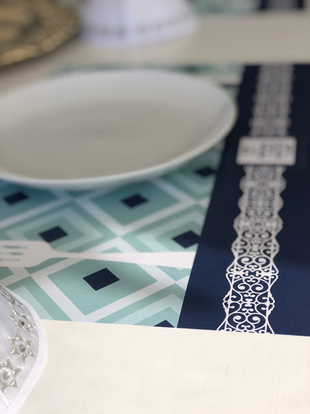 Passover placemats, blue, Set of 12 paper placemats