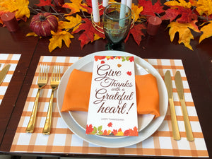 Pack Thanksgiving Placemats plus Welcome cards - Plaid 1