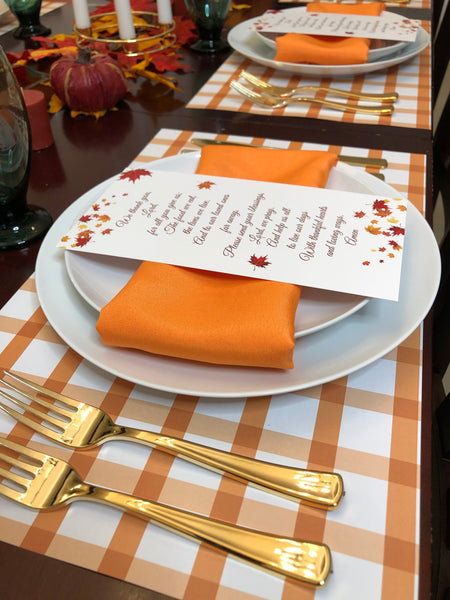 Complete Thanksgiving Set, Paper Placemats, Cloth Napkins and Blessing Cards 1