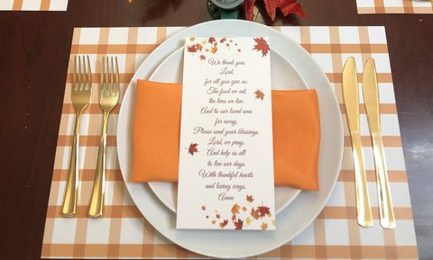 Pack Thanksgiving Placemats plus Blessing cards - Plaid 2
