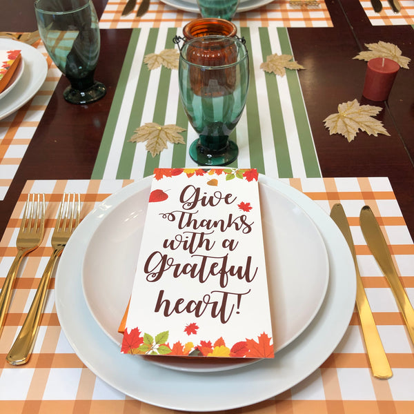 Pack Thanksgiving Placemats plus Blessing cards - Plaid 3