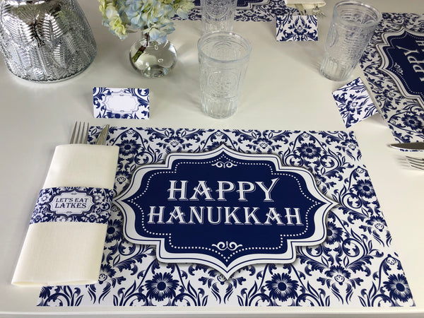 Hanukkah Set of Placemats, Napkin rings and place cards 3