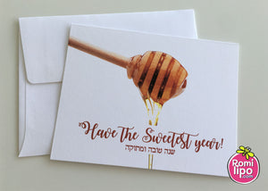Rosh Hashanah set of 10 note cards with envelopes, Shana Tova note cards, Honey II