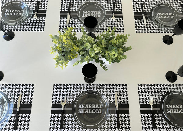 Set of 12 11 x 17  Shabbat Shalom paper placemats  Houndstooth Style