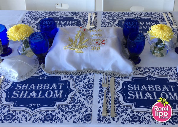 Set of 12 11 x 17  Shabbat Shalom paper placemats Chinese Style