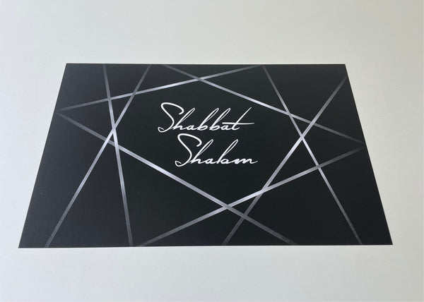 Shabbat Shalom Placemats Elegant Black and Grey