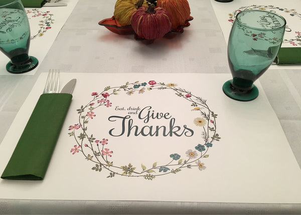 Thanksgiving Placemats -Eat, Drink and Give Thanks