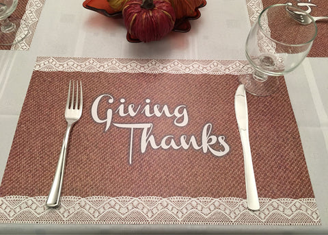 Thanksgiving Placemats -Burlap and Lace Style