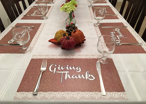 Thanksgiving Placemats -Burlap and Lace Style