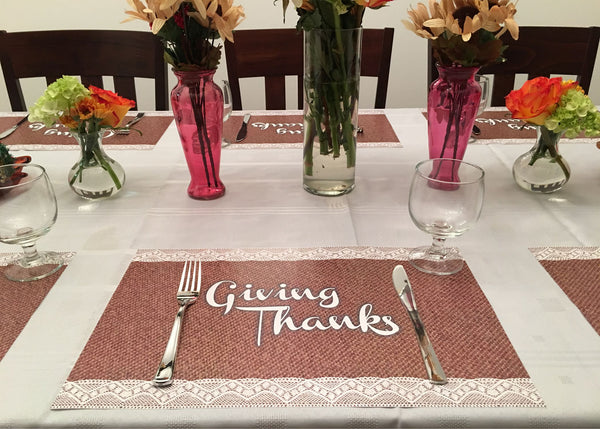 Thanksgiving Placemats -Burlap and Lace Style