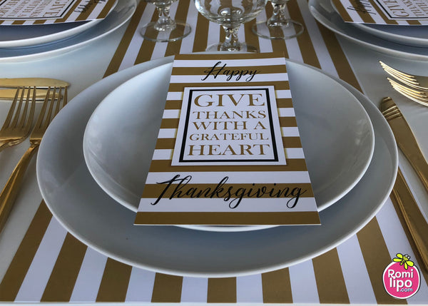 Thanksgiving Welcome Cards plus Runner  - White and Gold