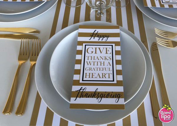 Thanksgiving Welcome Cards plus Runner  - White and Gold