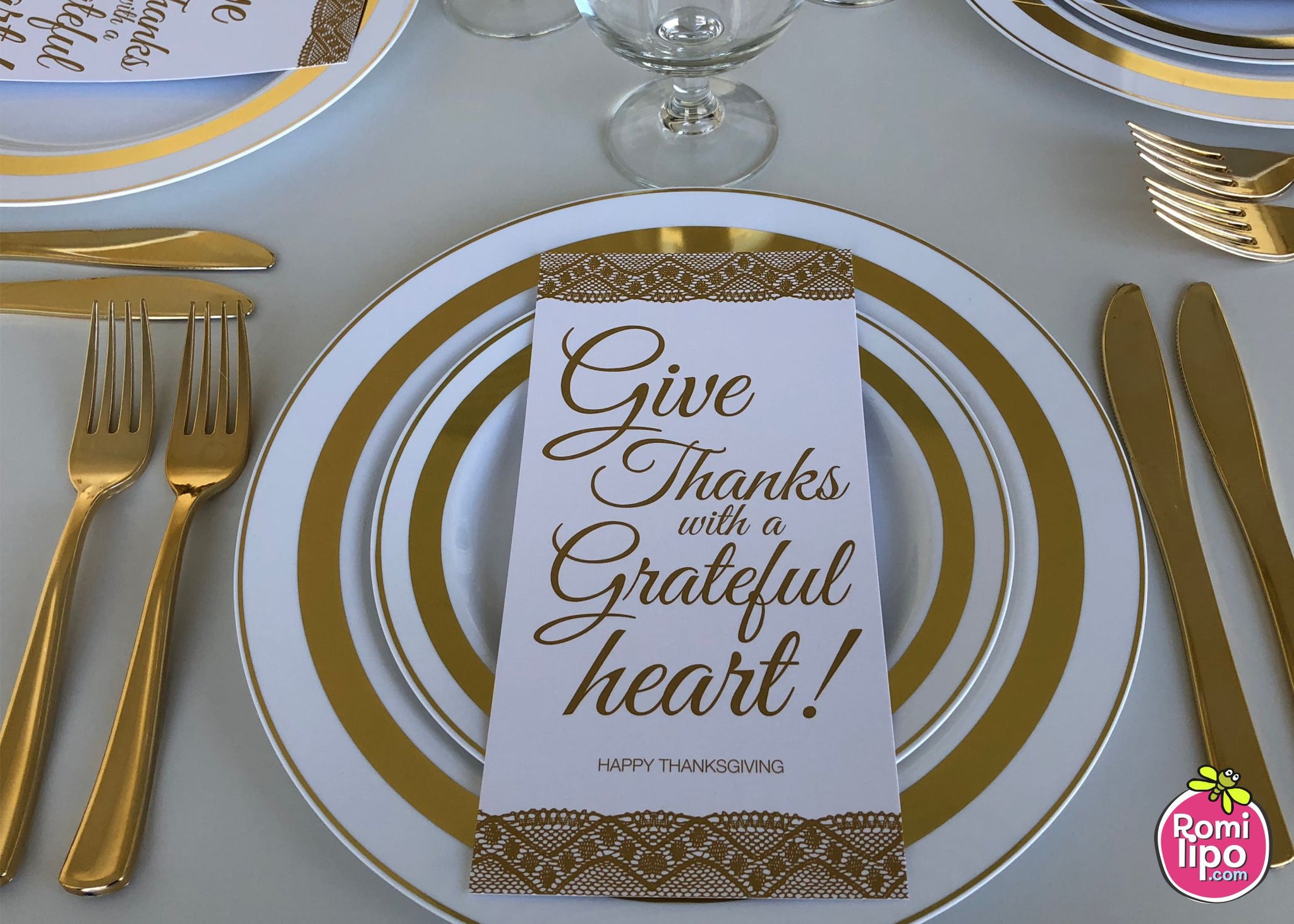 Thanksgiving Welcome Cards  - Gold Lace