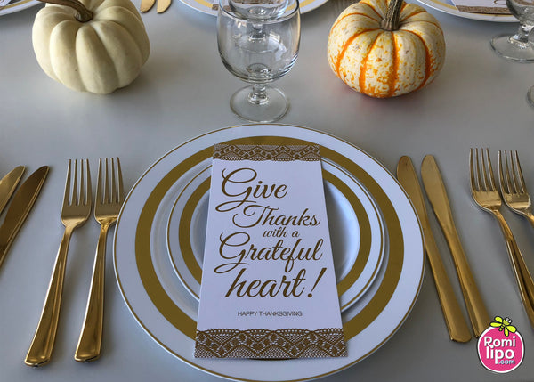 Thanksgiving Welcome Cards  - Gold Lace