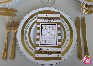 Thanksgiving Welcome Cards  - White and Gold