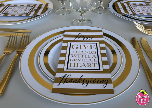 Thanksgiving Welcome Cards  - White and Gold