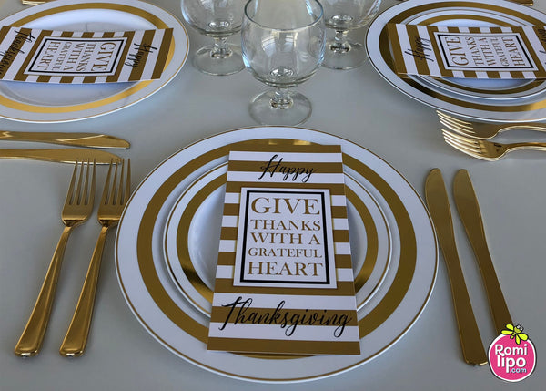 Thanksgiving Welcome Cards  - White and Gold