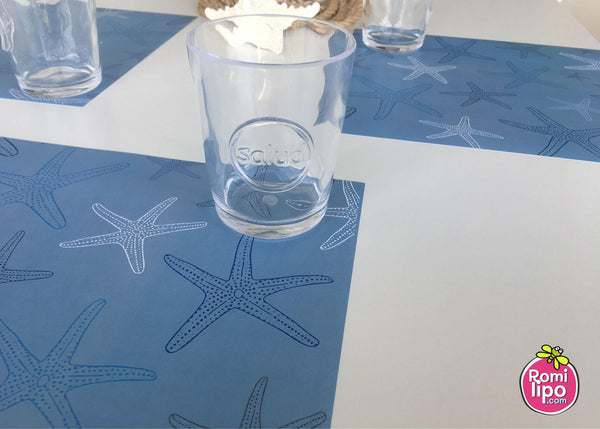 Placemats, Set of 12  nautical, starfish blue